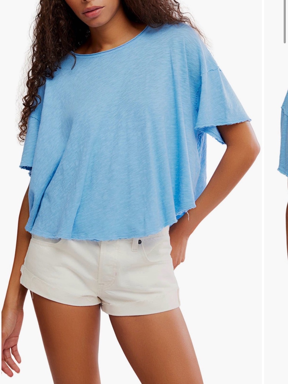 Free People Elsie Linen & Cotton Slub
Jersey Swing T-Shirt, sz S, nwt🩵